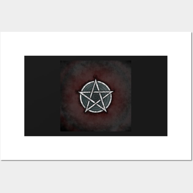 Marble Pentagrams for Protection - Red Background Wall Art by SolarCross